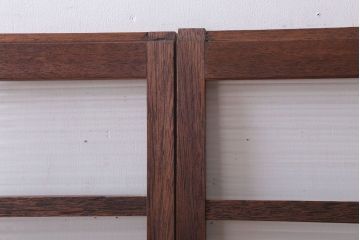 アンティーク　レトロな古い木味のモールガラス入り引き戸2枚セット(窓)