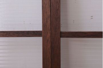 アンティーク　レトロな古い木味のモールガラス入り引き戸2枚セット(窓)