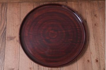古民具・骨董　大正〜昭和期　欅一枚板!刳り貫き丸盆(1)