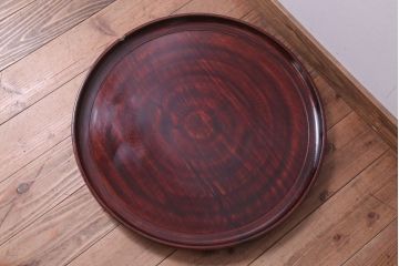 古民具・骨董　大正〜昭和期　欅一枚板!刳り貫き丸盆(1)