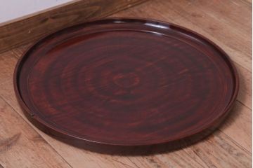 古民具・骨董　大正〜昭和期　欅一枚板!刳り貫き丸盆(1)