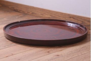 古民具・骨董　大正〜昭和期　欅一枚板!刳り貫き丸盆(1)