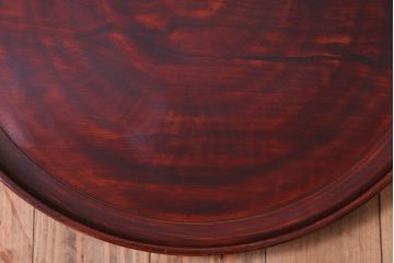 古民具・骨董　大正〜昭和期　欅一枚板!刳り貫き丸盆(1)