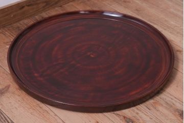 古民具・骨董　大正〜昭和期　欅一枚板!刳り貫き丸盆(2)