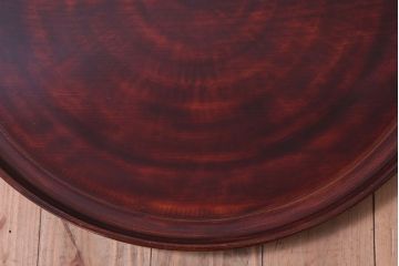 古民具・骨董　大正〜昭和期　欅一枚板!刳り貫き丸盆(2)