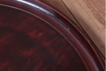 古民具・骨董　大正〜昭和期　欅一枚板!刳り貫き丸盆(2)