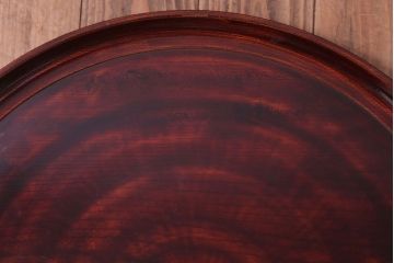 古民具・骨董　大正〜昭和期　欅一枚板!刳り貫き丸盆(2)