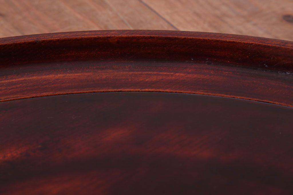 古民具・骨董　大正〜昭和期　欅一枚板!刳り貫き丸盆(2)