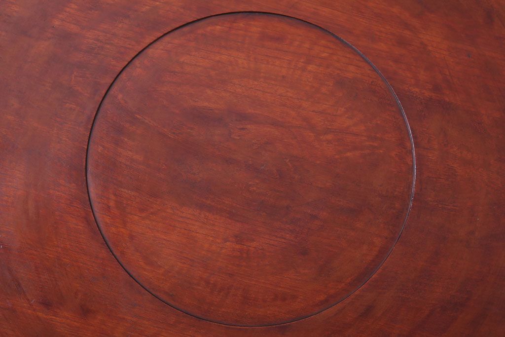 古民具・骨董　大正〜昭和期　欅一枚板!刳り貫き丸盆(2)