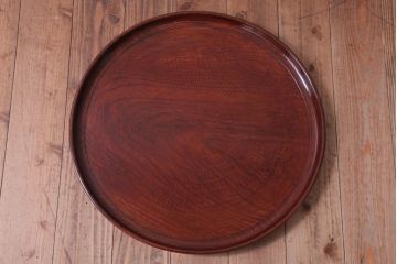 古民具・骨董　大正〜昭和期　欅一枚板!刳り貫き丸盆(3)