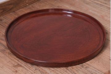 古民具・骨董　大正〜昭和期　欅一枚板!刳り貫き丸盆(3)