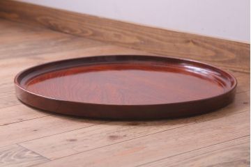 古民具・骨董　大正〜昭和期　欅一枚板!刳り貫き丸盆(3)