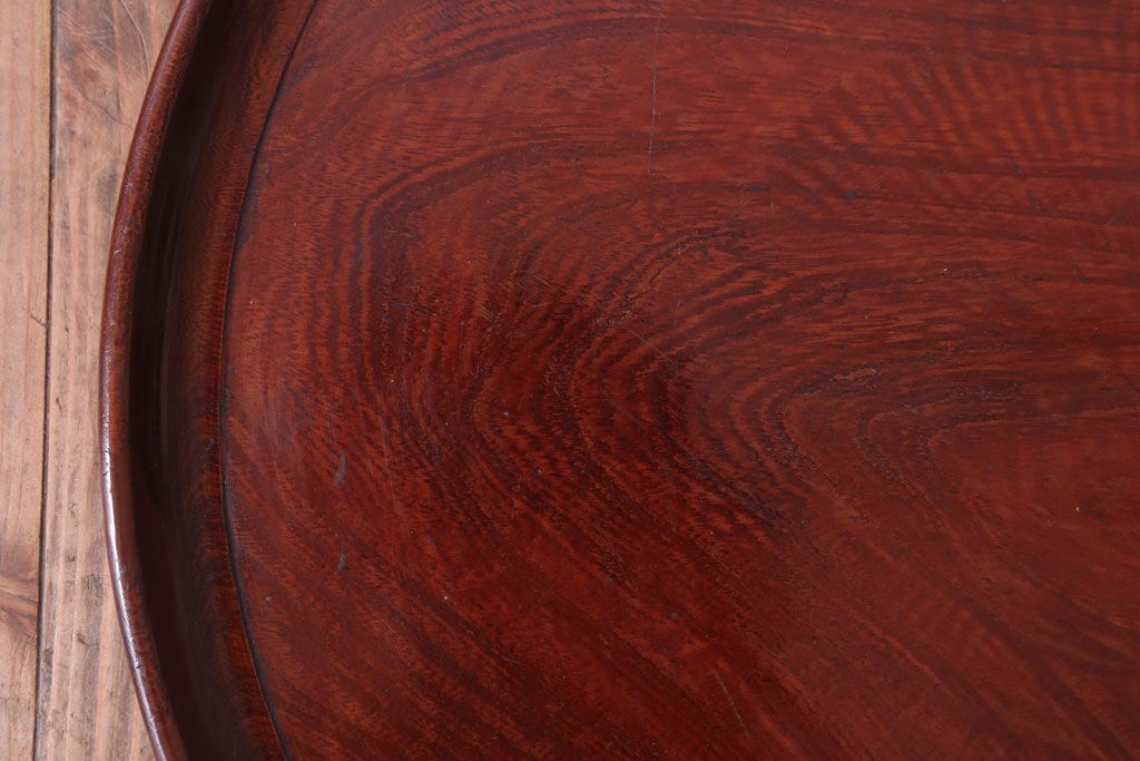古民具・骨董　大正〜昭和期　欅一枚板!刳り貫き丸盆(3)