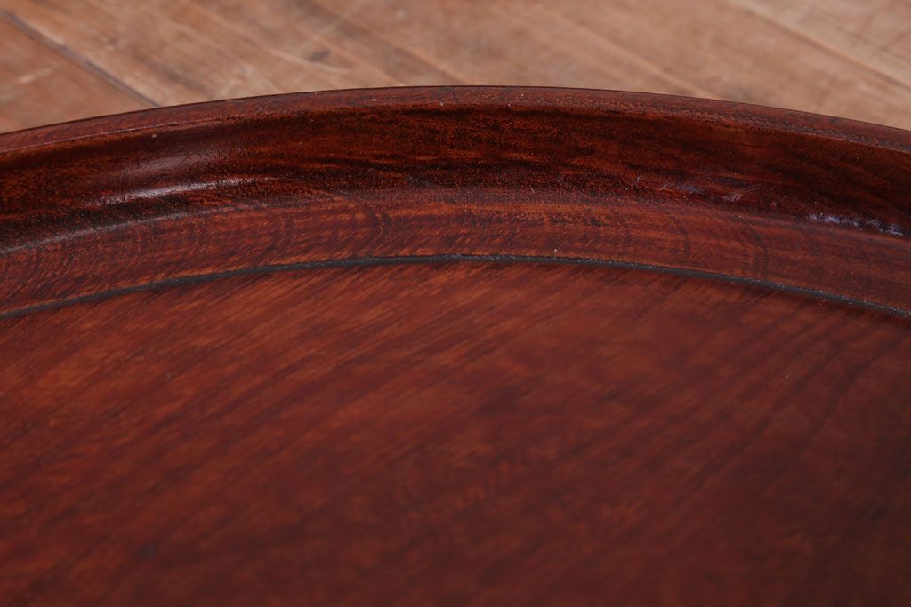 古民具・骨董　大正〜昭和期　欅一枚板!刳り貫き丸盆(3)