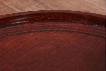 古民具・骨董　大正〜昭和期　欅一枚板!刳り貫き丸盆(3)