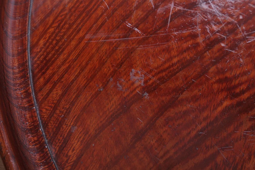 古民具・骨董　大正〜昭和期　欅一枚板!刳り貫き丸盆(3)