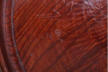 古民具・骨董　大正〜昭和期　欅一枚板!刳り貫き丸盆(3)