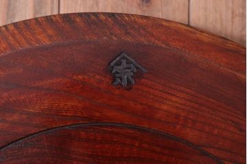 古民具・骨董　大正〜昭和期　欅一枚板!刳り貫き丸盆(3)