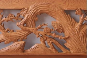 和製アンティーク　竹梅の彫刻が美しい欄間