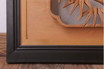 和製アンティーク　竹梅の彫刻が美しい欄間