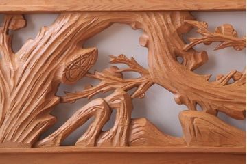 和製アンティーク　竹梅の彫刻が美しい欄間