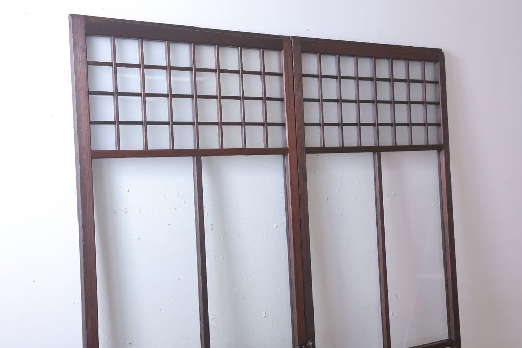 古民具・骨董　すりガラス入り!アンティークガラス戸2枚セット