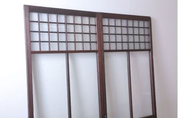 古民具・骨董　すりガラス入り!アンティークガラス戸2枚セット