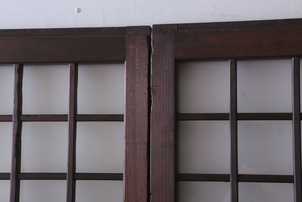 古民具・骨董　すりガラス入り!アンティークガラス戸2枚セット