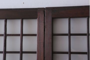 古民具・骨董　すりガラス入り!アンティークガラス戸2枚セット