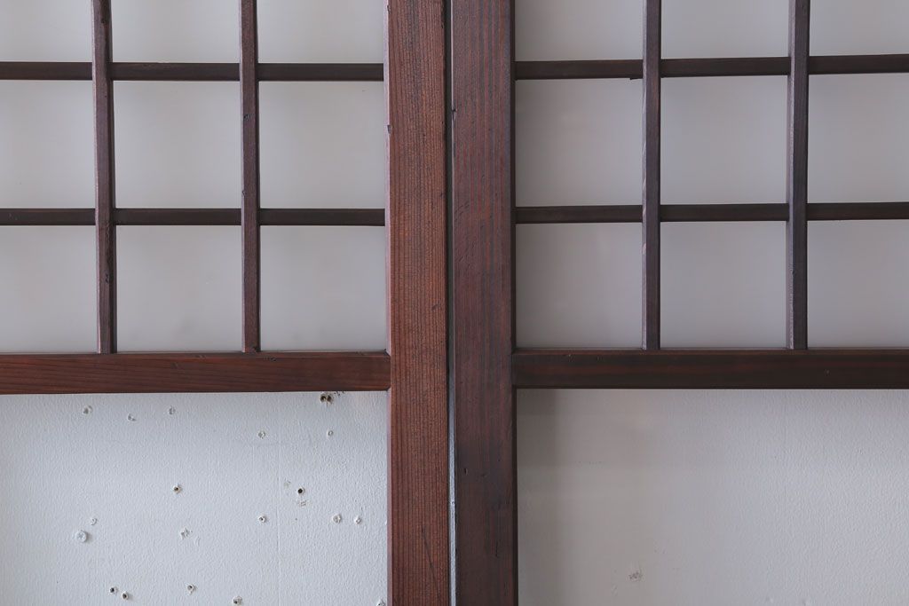 古民具・骨董　すりガラス入り!アンティークガラス戸2枚セット