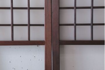 古民具・骨董　すりガラス入り!アンティークガラス戸2枚セット