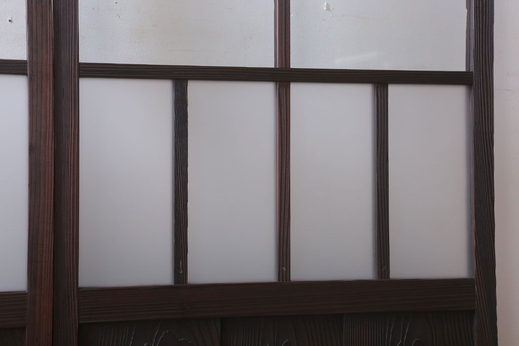 古民具・骨董　すりガラス入り!アンティークガラス戸2枚セット