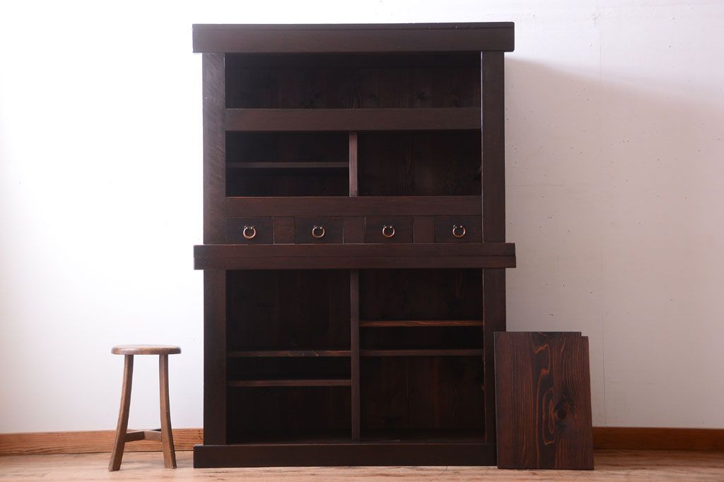 アンティーク家具　古民具・骨董　明治大正期　二段重ね四尺水屋箪笥