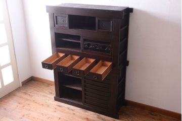 アンティーク家具　古民具・骨董　明治大正期　二段重ね四尺水屋箪笥