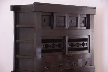 アンティーク家具　古民具・骨董　明治大正期　二段重ね四尺水屋箪笥