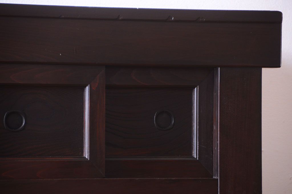 アンティーク家具　古民具・骨董　明治大正期　二段重ね四尺水屋箪笥