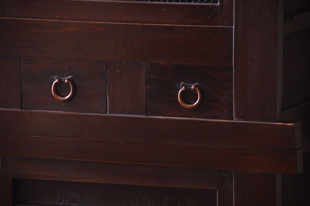 アンティーク家具　古民具・骨董　明治大正期　二段重ね四尺水屋箪笥