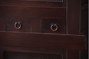 アンティーク家具　古民具・骨董　明治大正期　二段重ね四尺水屋箪笥