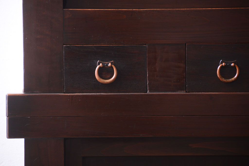 アンティーク家具　古民具・骨董　明治大正期　二段重ね四尺水屋箪笥