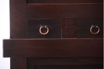 アンティーク家具　古民具・骨董　明治大正期　二段重ね四尺水屋箪笥