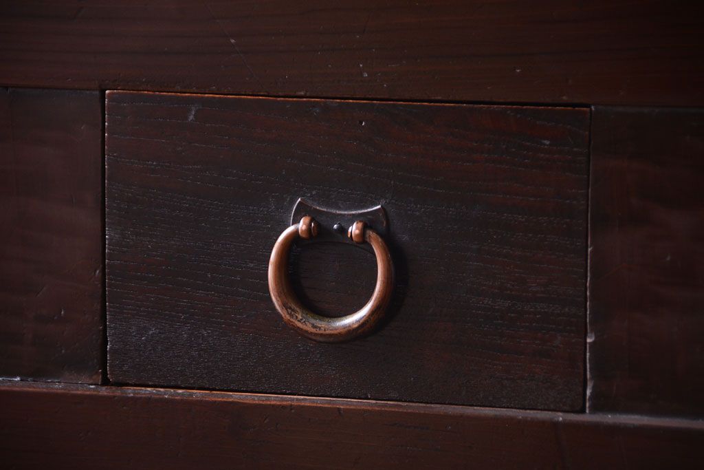 アンティーク家具　古民具・骨董　明治大正期　二段重ね四尺水屋箪笥