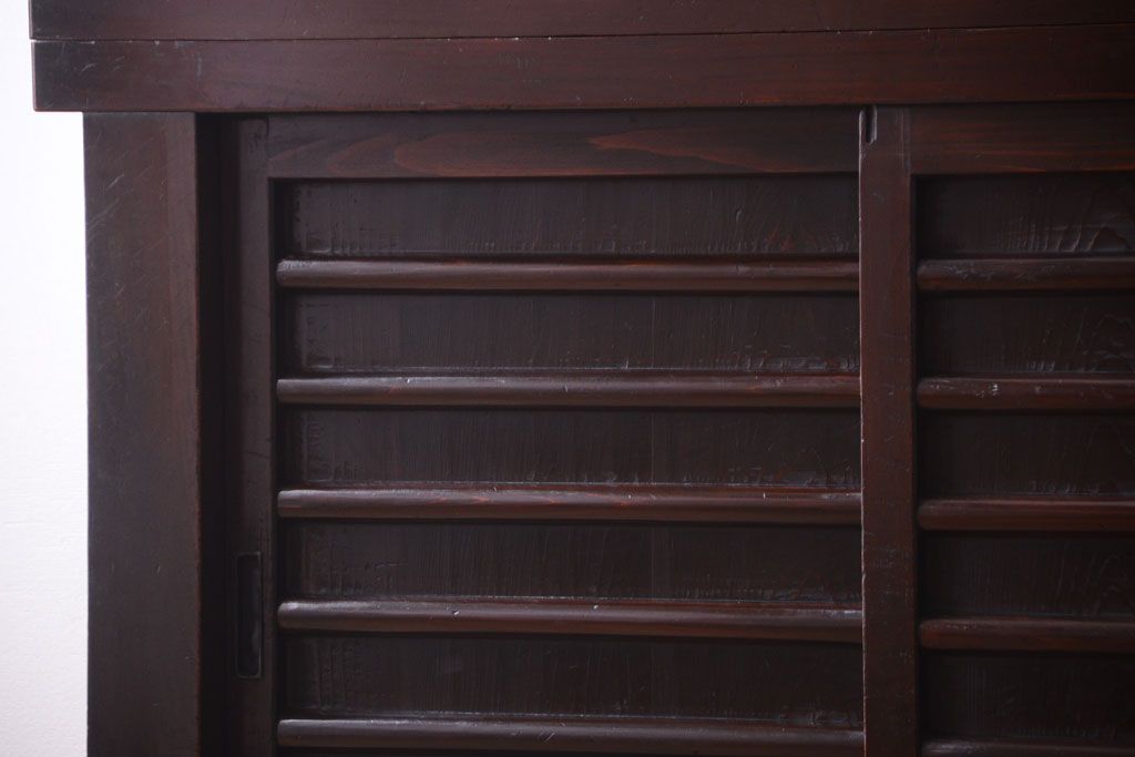 アンティーク家具　古民具・骨董　明治大正期　二段重ね四尺水屋箪笥