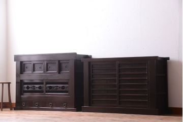 アンティーク家具　古民具・骨董　明治大正期　二段重ね四尺水屋箪笥