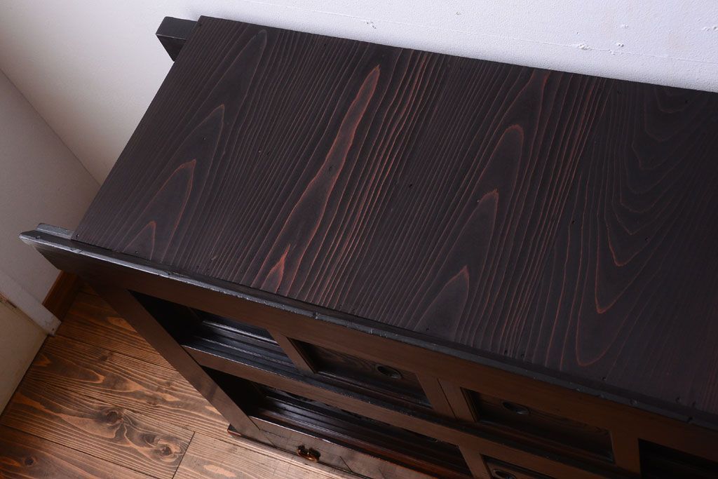 アンティーク家具　古民具・骨董　明治大正期　二段重ね四尺水屋箪笥