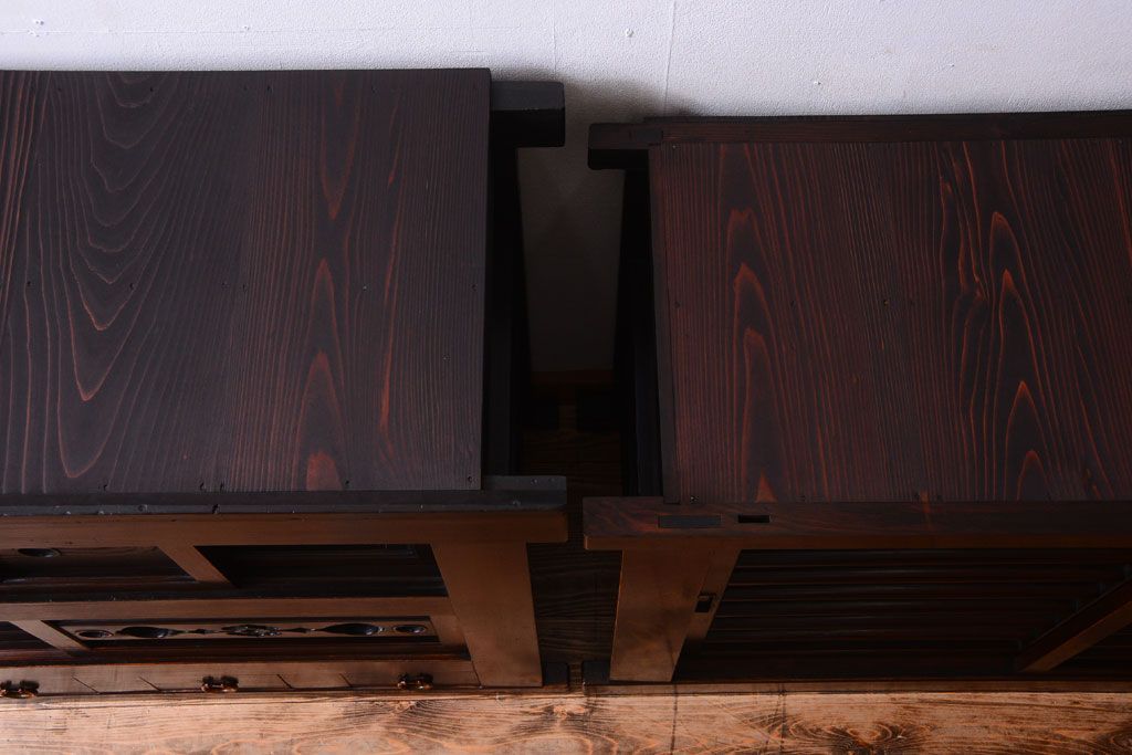 アンティーク家具　古民具・骨董　明治大正期　二段重ね四尺水屋箪笥