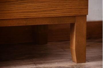 レトロ家具　昭和レトロ　脚付き!古い木製のシンプルなアンティークガラスケース(ショーケース)(1)