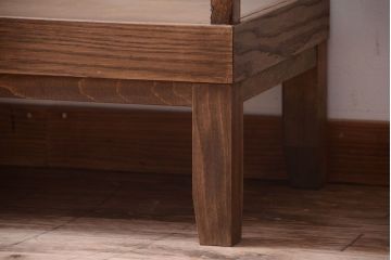 レトロ家具　昭和レトロ　脚付き!古い木製のシンプルなアンティークガラスケース(ショーケース)(2)