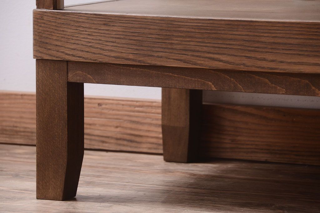 レトロ家具　昭和レトロ　脚付き!古い木製のシンプルなアンティークガラスケース(ショーケース)(2)