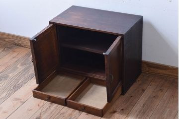 アンティーク家具　和製アンティーク　引き出し2杯付き!ナラ材製の小ぶりな収納棚