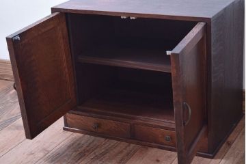 アンティーク家具　和製アンティーク　引き出し2杯付き!ナラ材製の小ぶりな収納棚